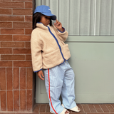 paloma pants - blue / red stripe