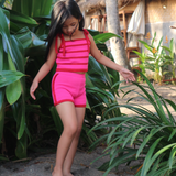 luca athletic bike shorts - pink / red