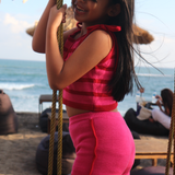 luca athletic bike shorts - pink / red