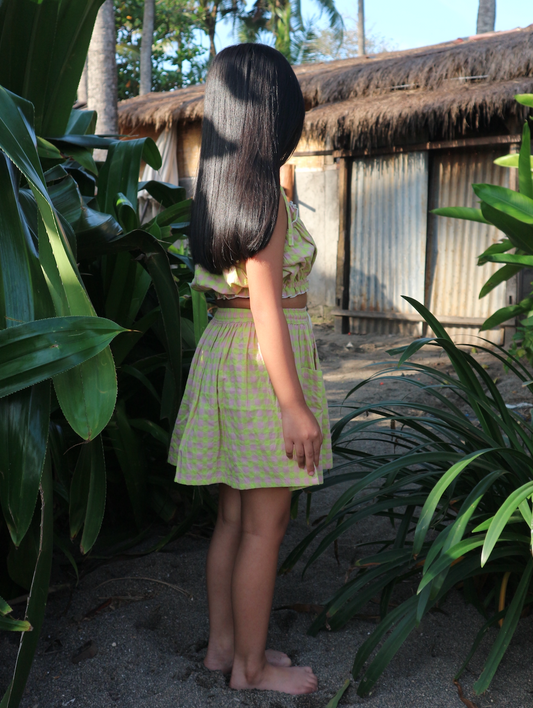 nika corduroy skirt - electric green check
