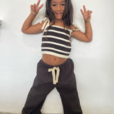 bobbie crop top - brown / off white