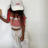 bobbie crop top -orange / off white