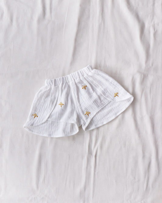 beau hand embroidered umbrella shorts