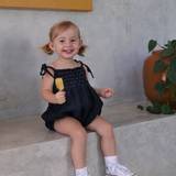 raphael smocked romper - navy