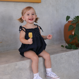 raphael smocked romper - navy