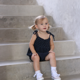 raphael smocked romper - navy