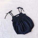 raphael smocked romper - navy