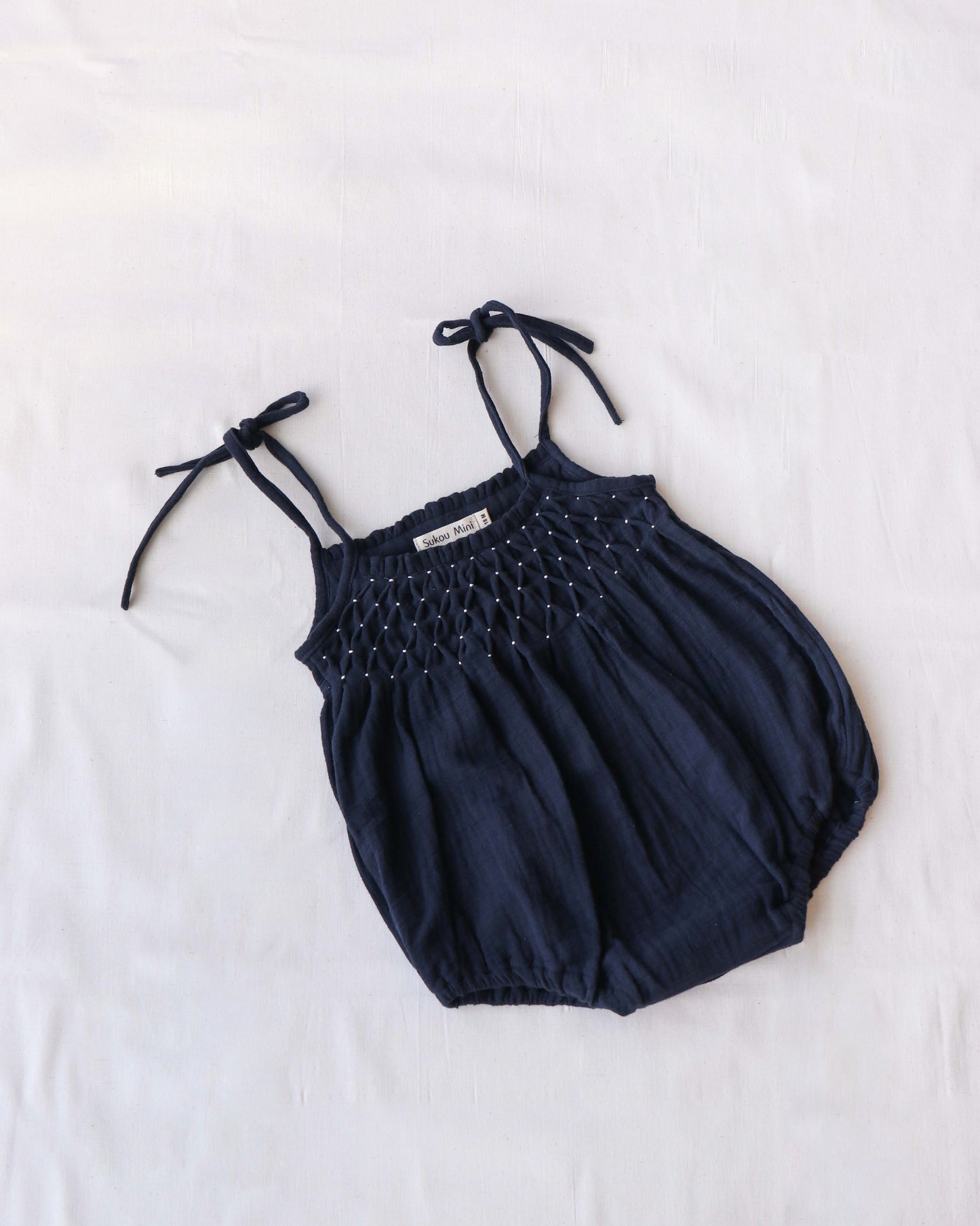 raphael smocked romper - navy