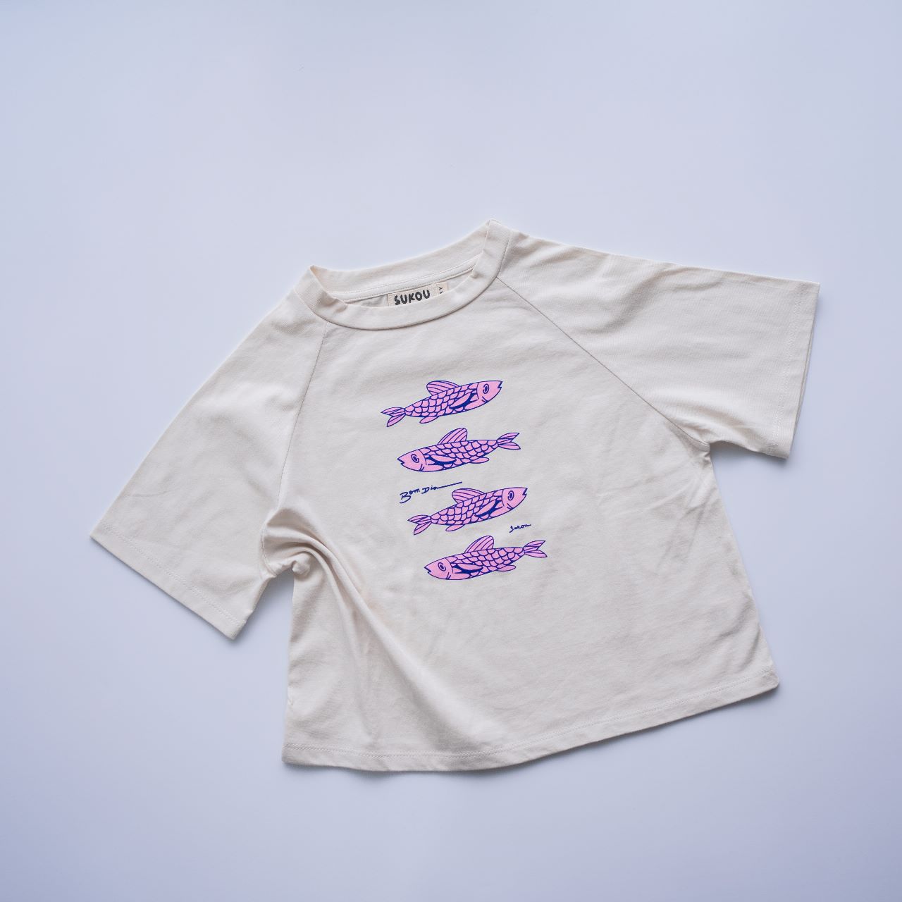 sukou signature t-shirt sardines - pink / blue